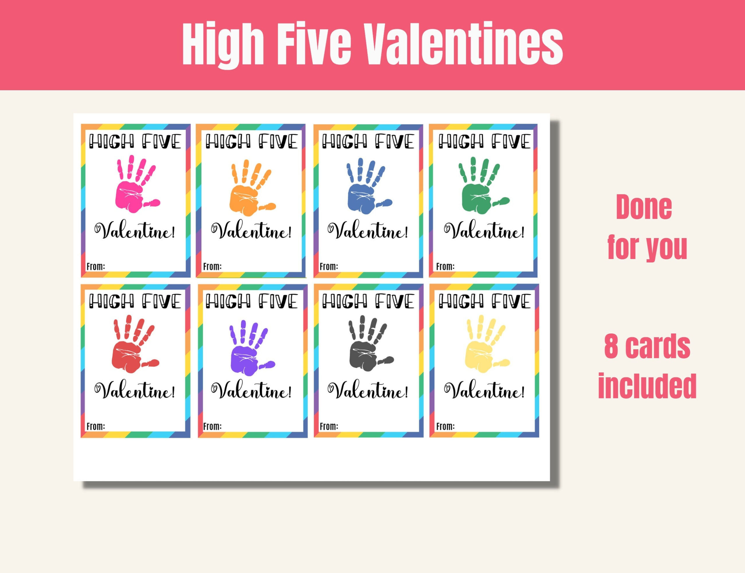 Printable Sticky Hand Valentine Cards High Five Valentine Kids