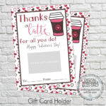 PRINTABLE Thanks A Latte Gift Card Holder Valentine s Day Hearts
