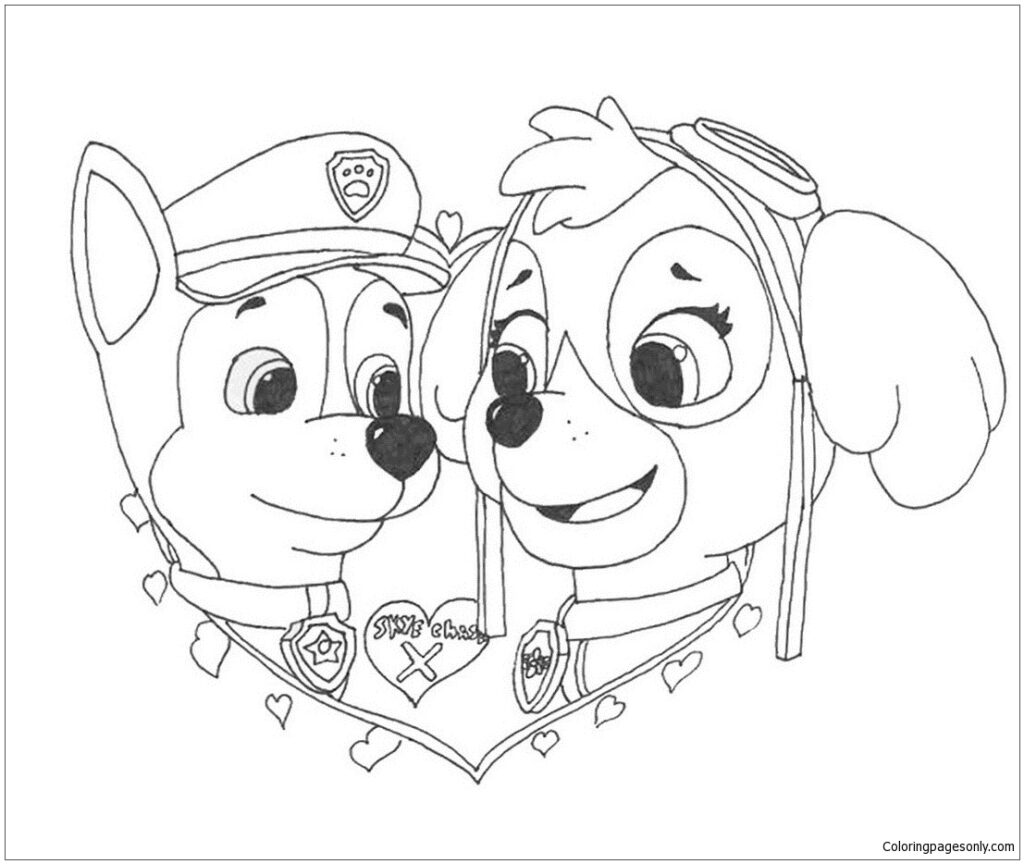 Printable Valentine Coloring Pages Paw Patrol
