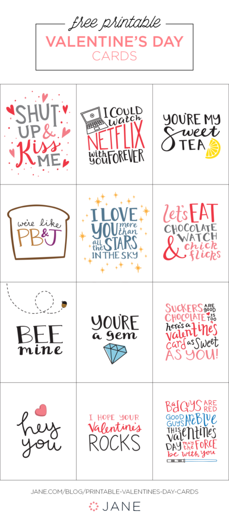 Printable Valentine s Day Cards From Jane Quotes Valentines Day 