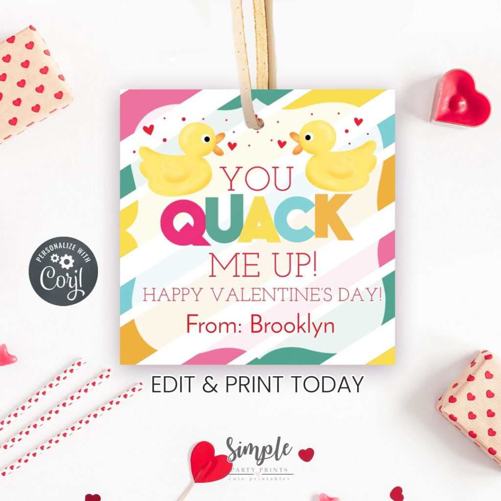 Printable Valentine s Day Tags For Kids Classroom You Quack Me Up 