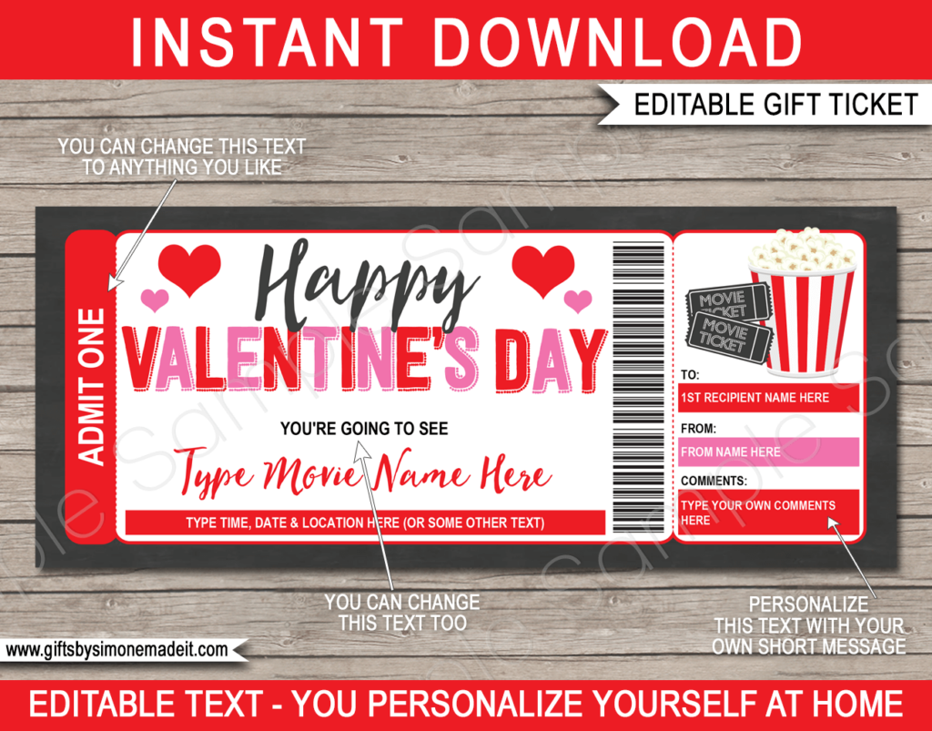Printable Valentine Ticket Template