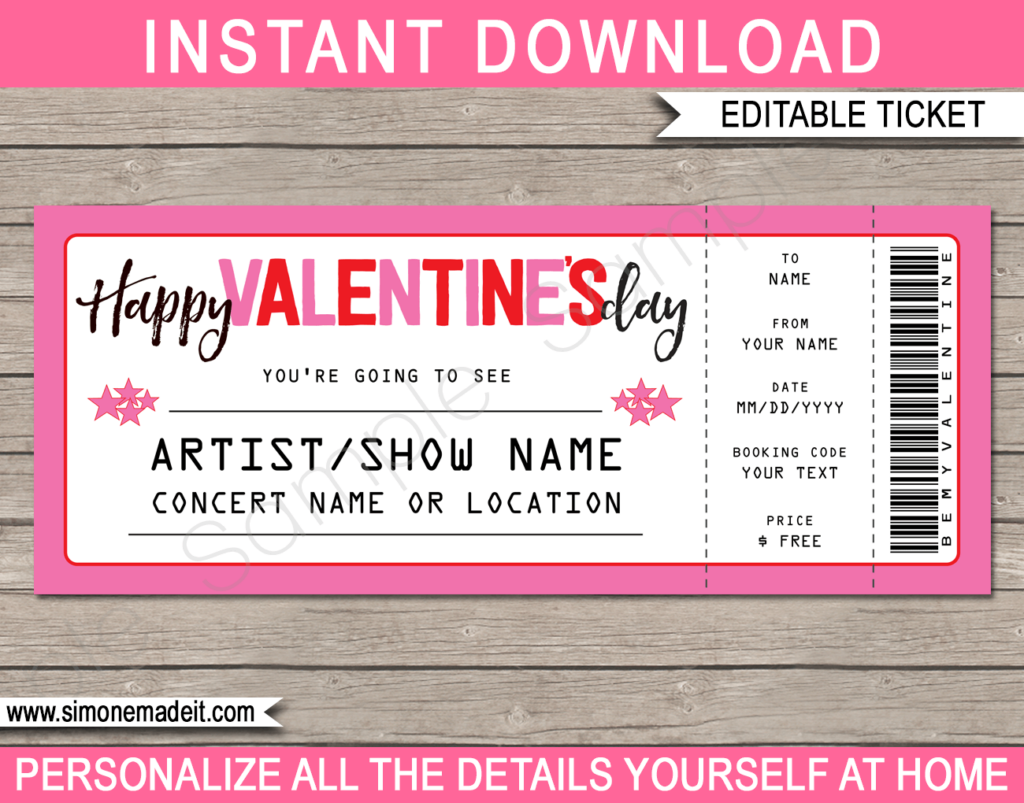 Printable Valentine Ticket Template