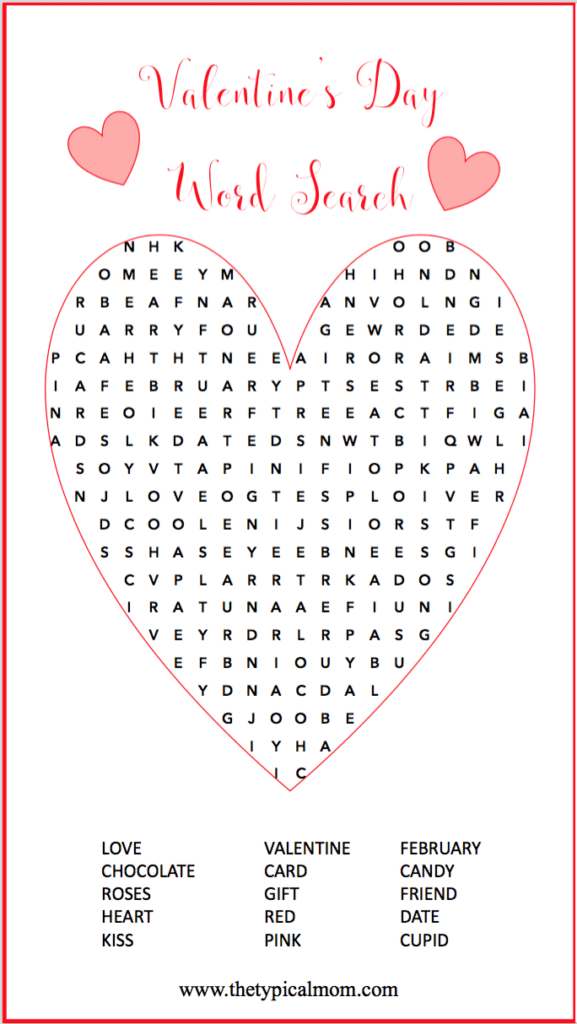 Printable Valentine Word Searches