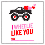 Printable Valentines Tags For Kids Monster Truck Printable Etsy