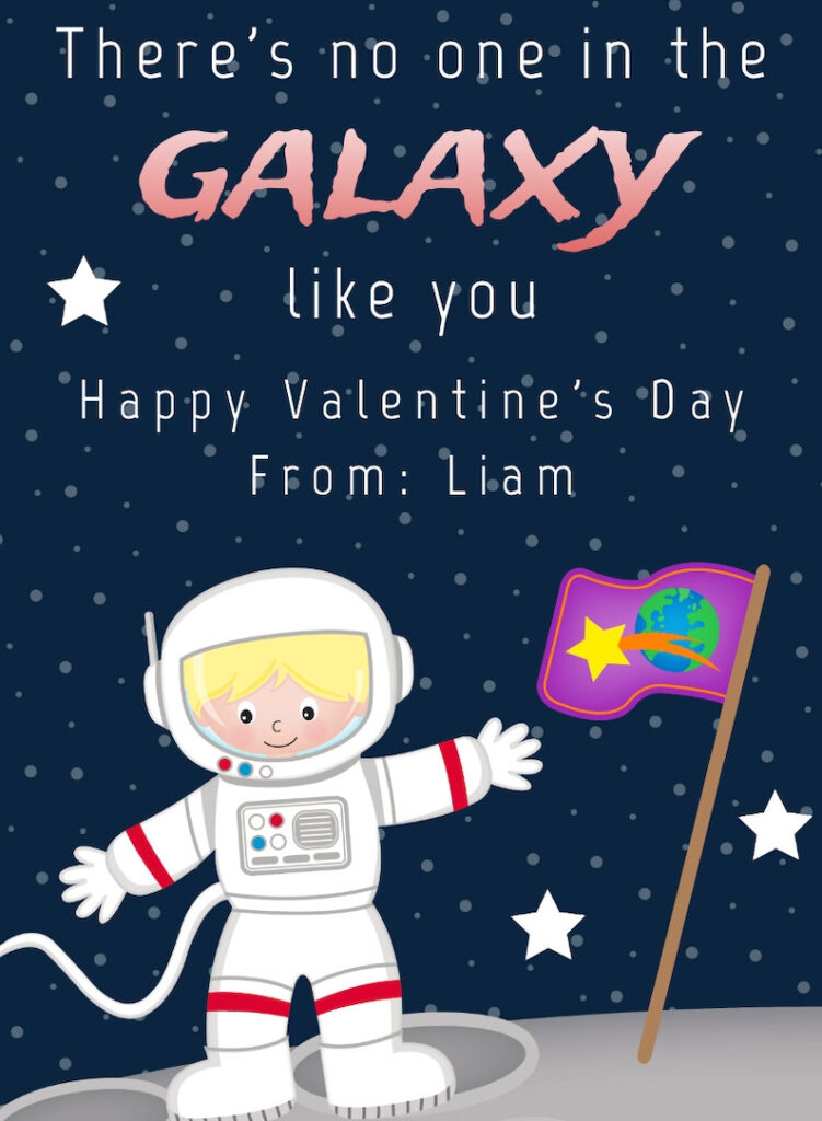 Space Valentine Card Template Outer Space Valentines Cards Etsy
