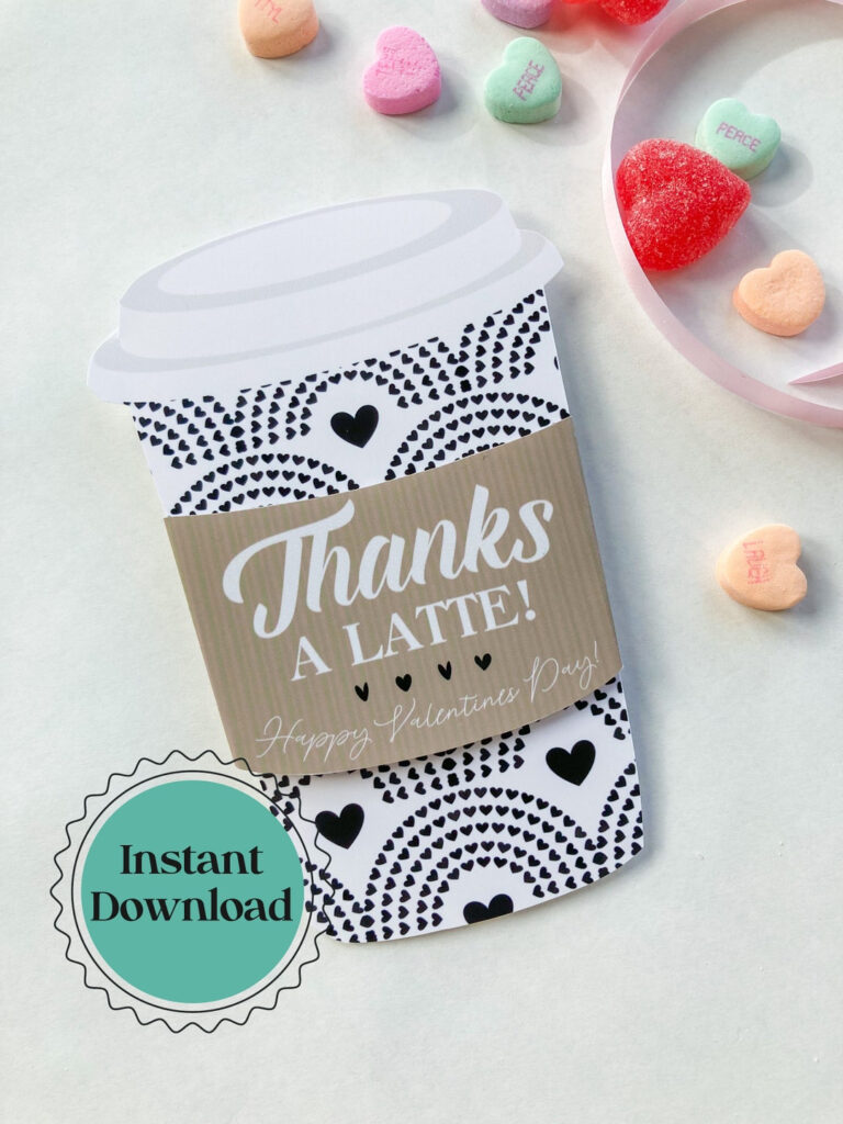 Thanks A Latte Printable Valentine Coffee Gift Card Printable 