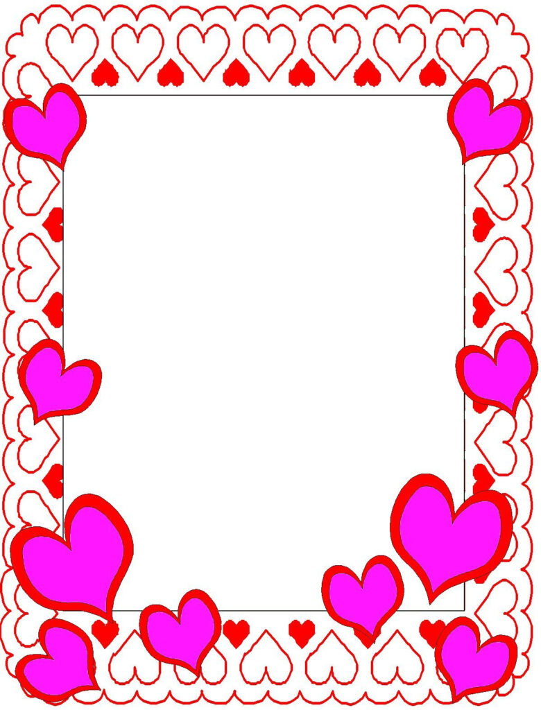 Valentine Borders Free Printable A Pink Frame With Small Hearts Creates 
