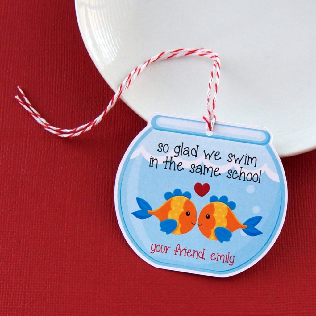 Valentine Fish Bowl Die Cut Tags So Glad We Swim In The Same