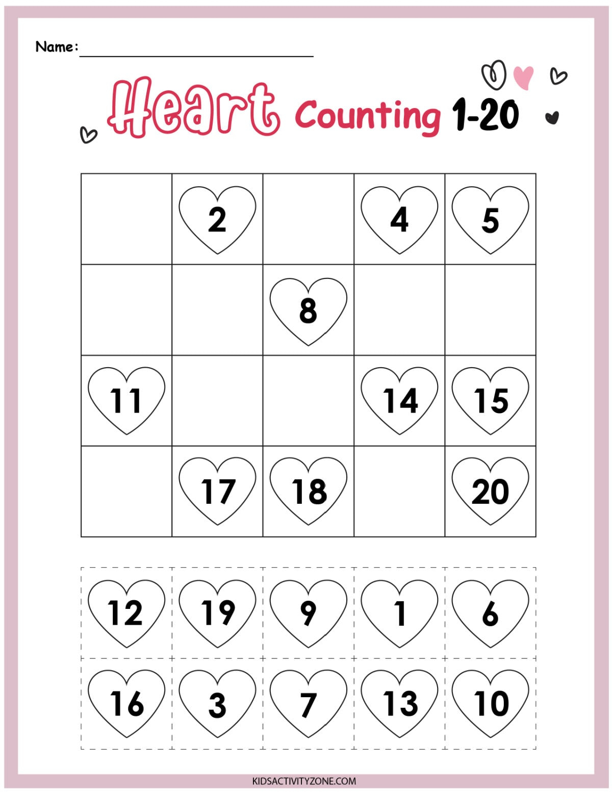 Valentine Math Worksheets For Kindergarten Printable Kindergarten
