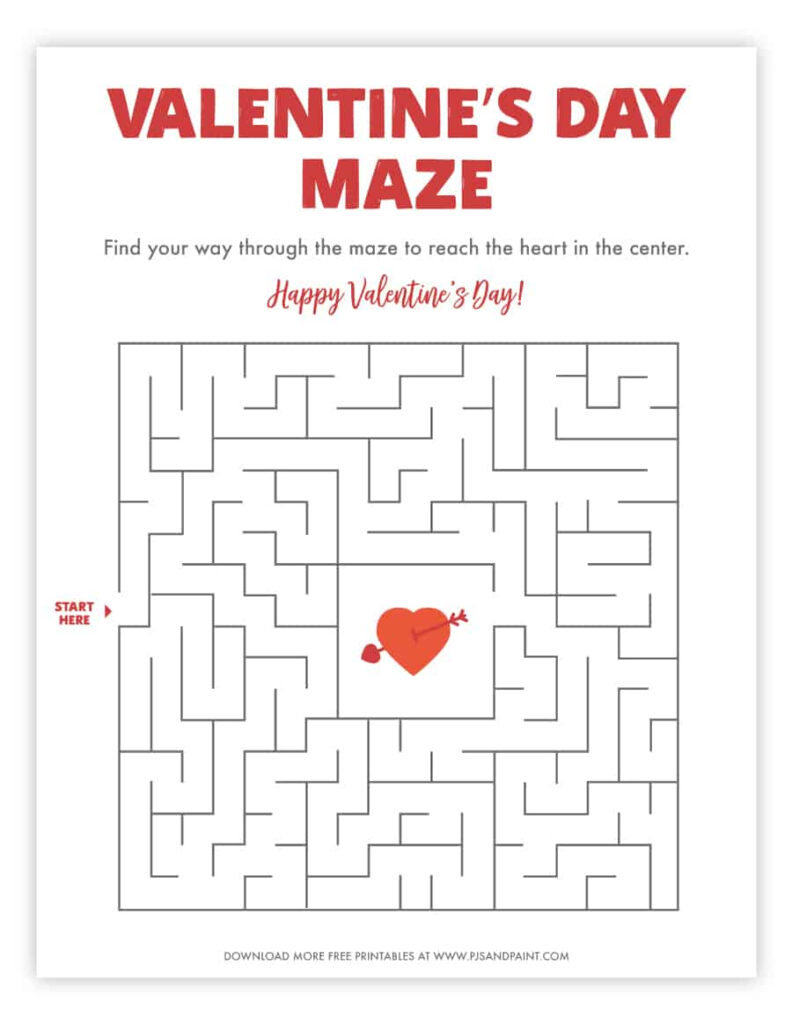 Valentine Maze Printable Printable Word Searches