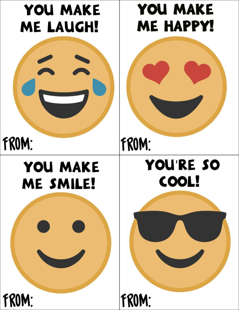 Valentine s Cards For Kids Printable Valentines Cards Emoji 
