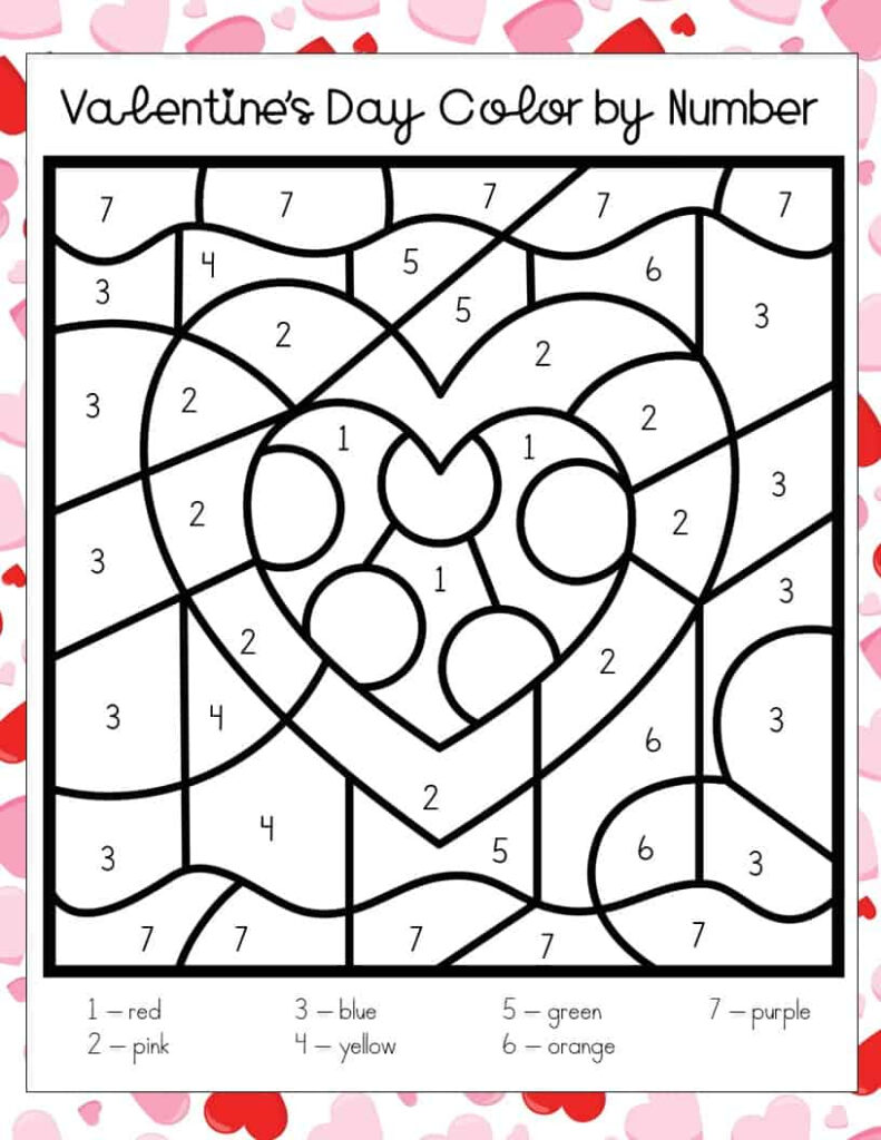 Valentine s Day Color By Number Printables Views From A Step Stool