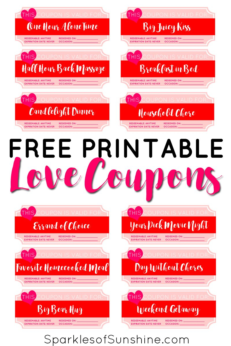 Valentine s Day Free Printable Love Coupons Sparkles Of Sunshine