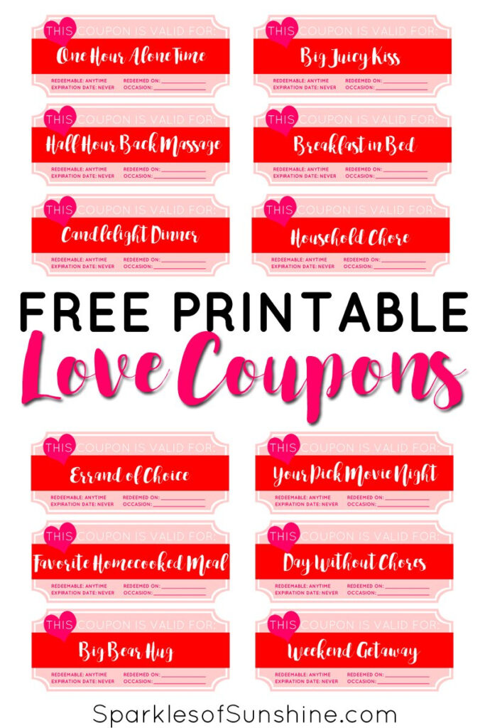 Valentine s Day Free Printable Love Coupons Sparkles Of Sunshine