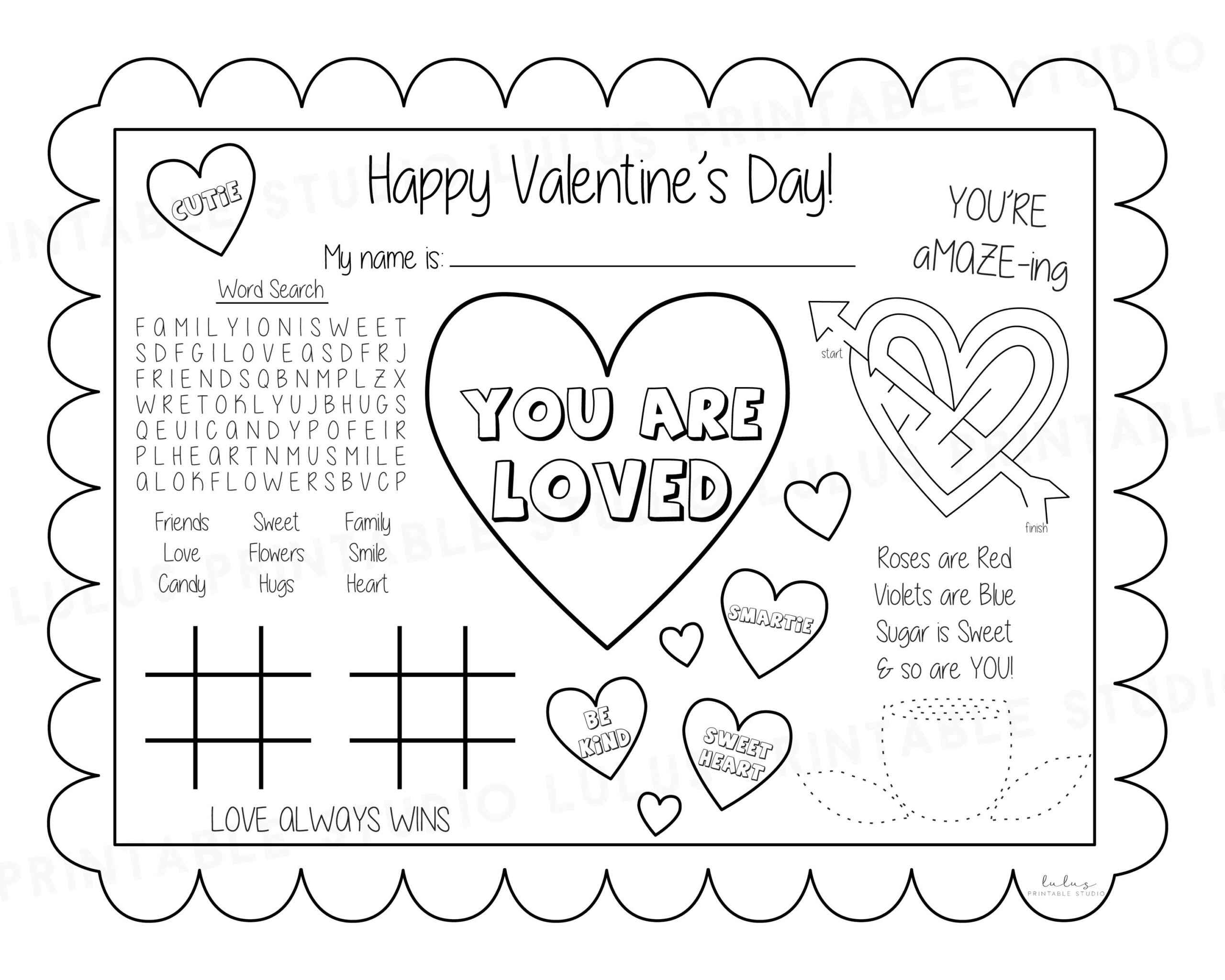 Valentine S Day Kid Placemat Printable Valentine S Etsy Valentine s Day Kid Placemat Printable Valentine s Etsy