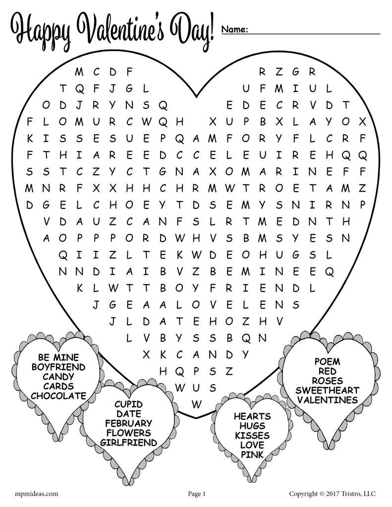 Valentine s Day Printable Word Search