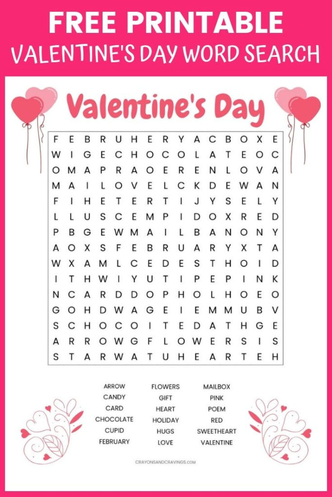 Valentine s Day Printable Word Search