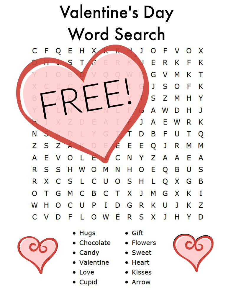 Valentine s Day Printable Word Search