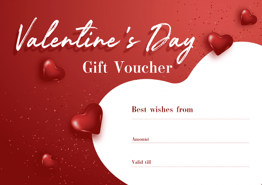 Valentine s Gift Certificate Template Red Hearts Download Printable