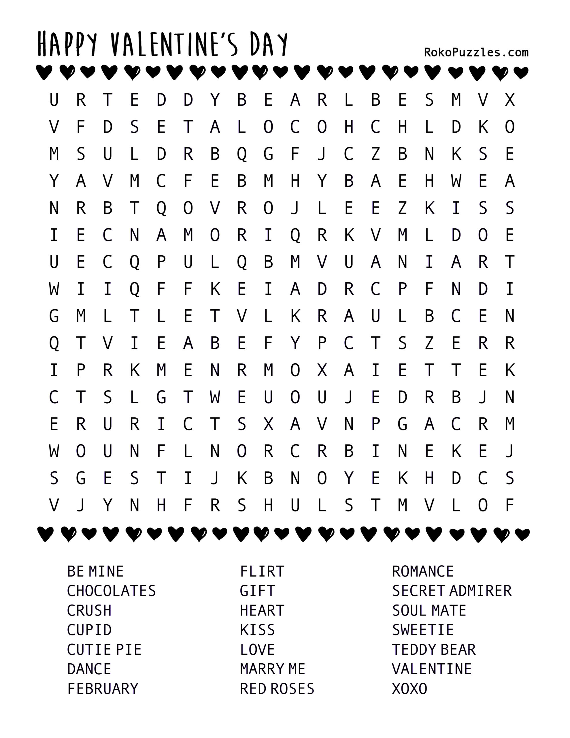 Valentines Word Search Printable Valentines Word Search Printable