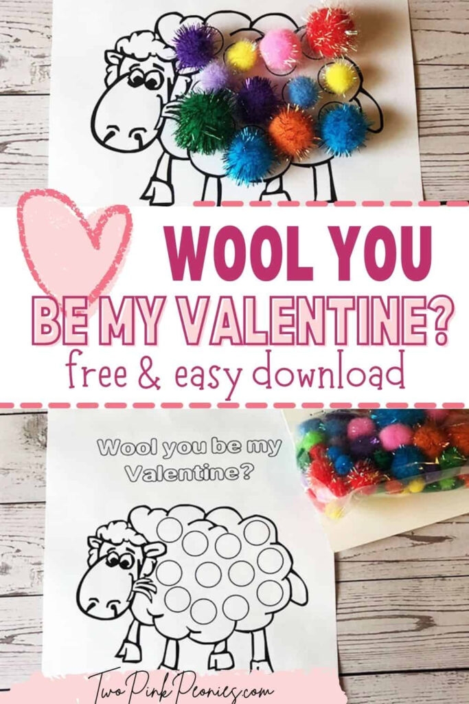 Wool You Be My Valentine Printable Card free Instant PDF Download 