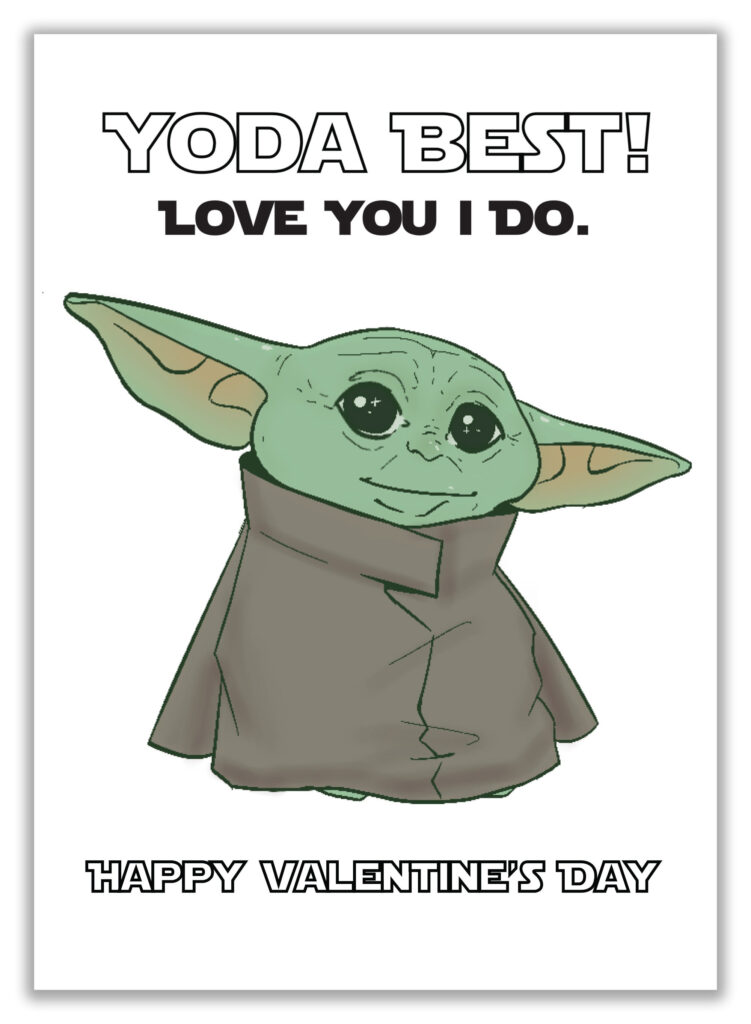 Yoda Best Printable Valentine s Day Star Wars Card With Etsy