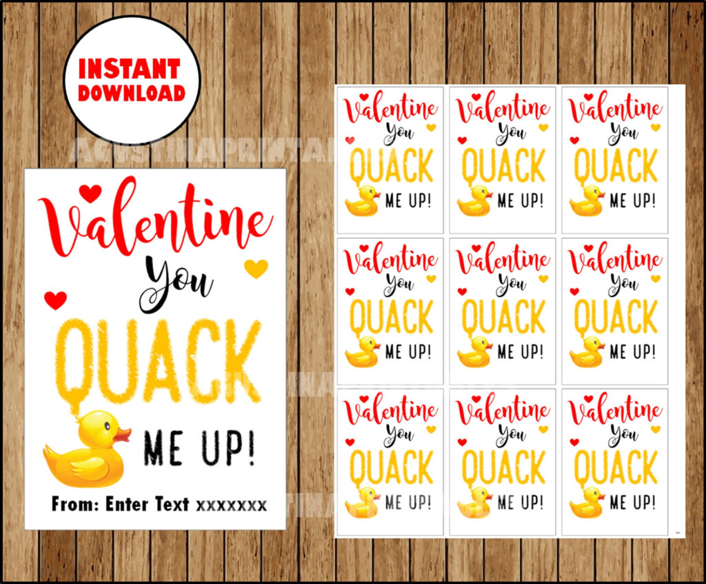 You Quack Me Up Kid PRINTABLE Valentine Editable Personalized Custom 