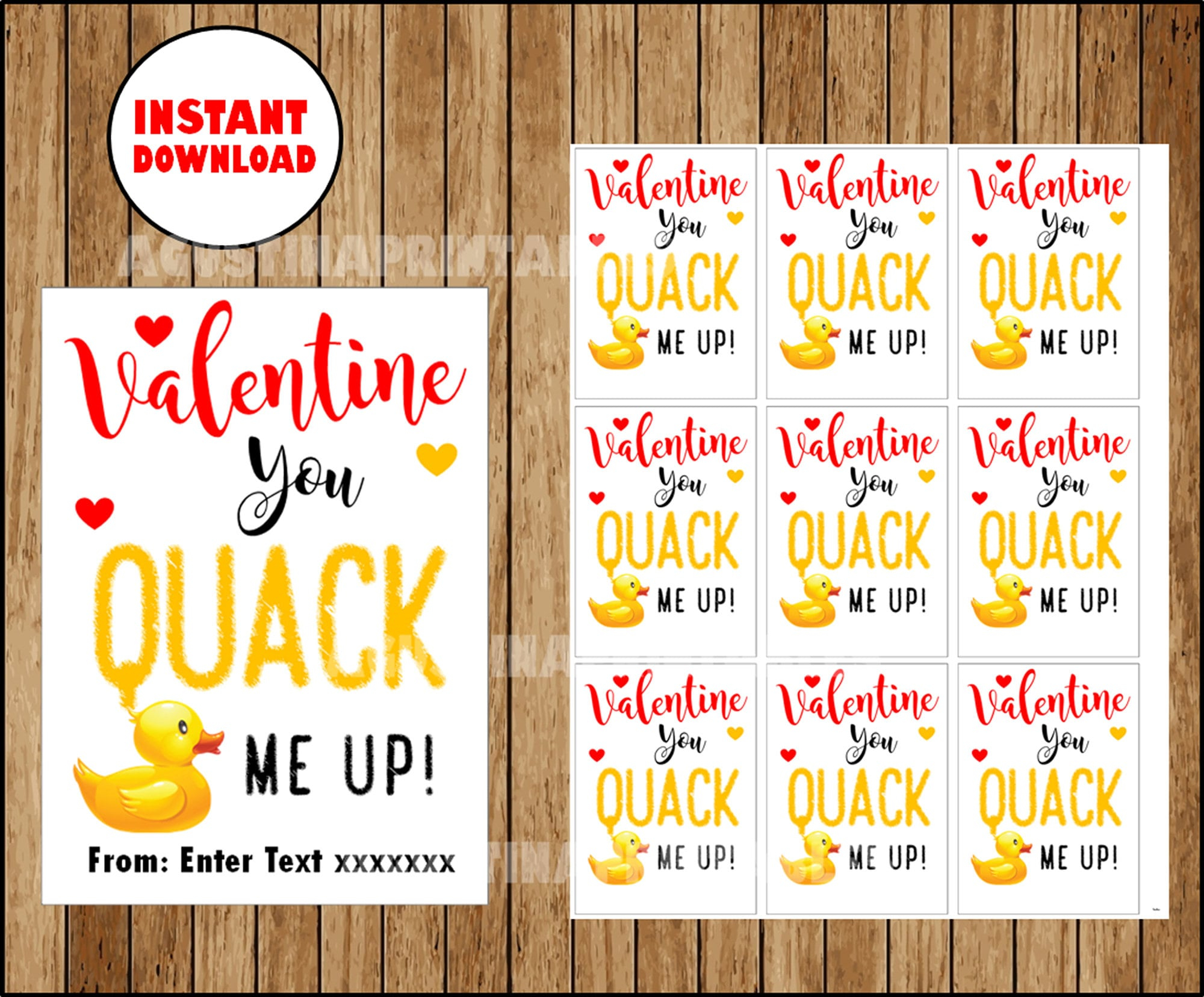 You Quack Me Up Kid PRINTABLE Valentine Editable Personalized Custom