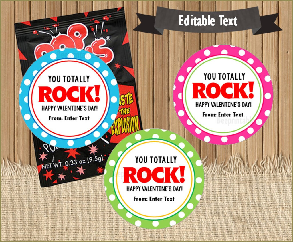 You Rock Valentine Cards Printable Pop Rocks Valentine Etsy